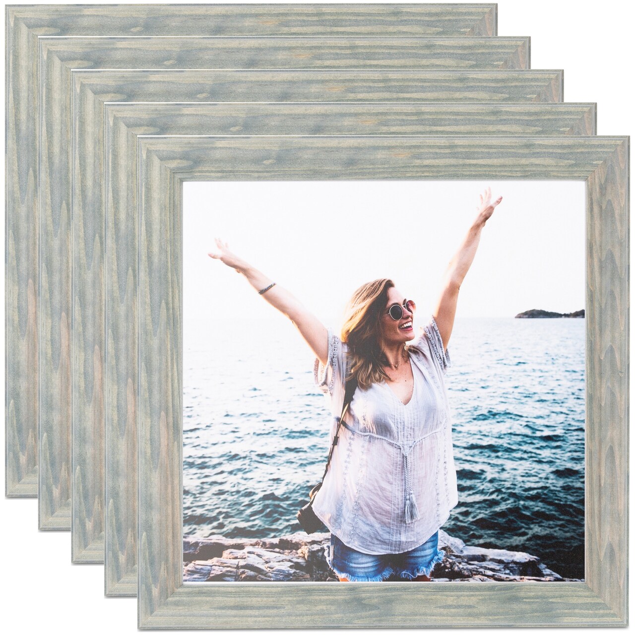 ArtToFrames 5x5 Inch Modern Picture Frame, Multi Pack, Comes with Regular Glass (WOMPack-7-5x5)